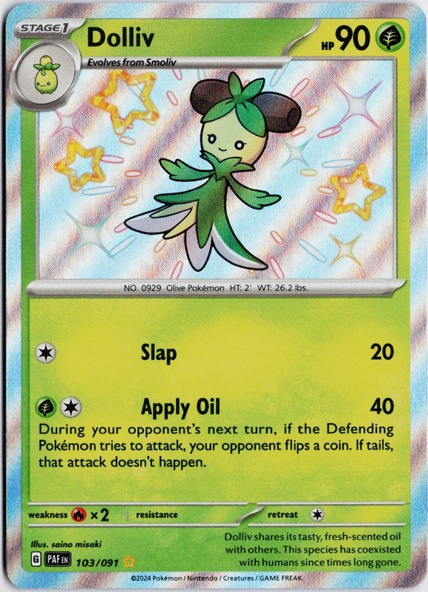 Carta Pokémon Dolliv · Paldean Fates #103/091 (NM) — pieza única en Moon's Collectibles México
