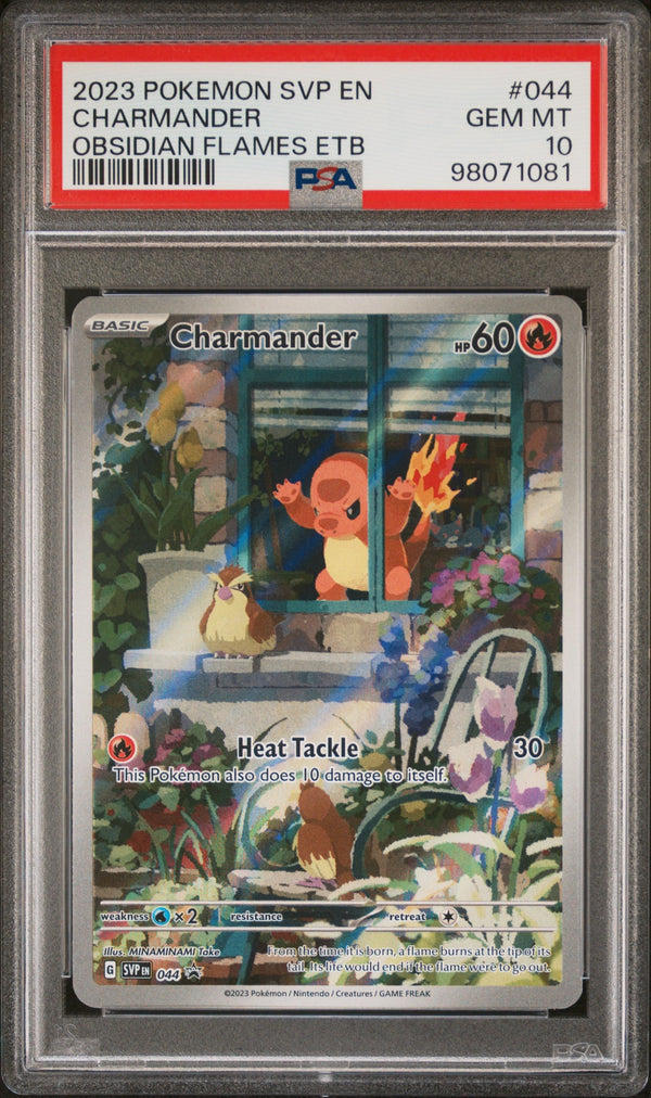 Carta Pokémon Charmander · Scarlet & Violet Black Star Promos #044 (PSA 10) — pieza única en Moon's Collectibles México