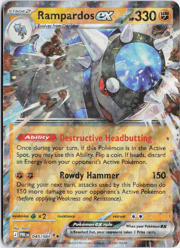 Carta Pokémon Rampardos ex · Pitch Black #045/084 (NM) — pieza única en Moon's Collectibles México