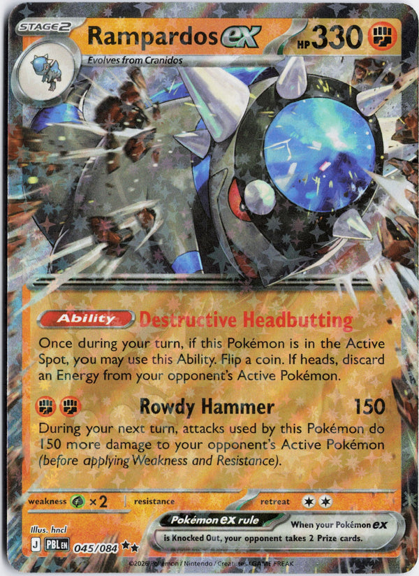 Carta Pokémon Rampardos ex · Pitch Black #045/084 (NM) — pieza única en Moon's Collectibles México