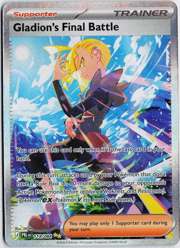 Carta Pokémon Gladion's Final Battle · Pitch Black #118/084 (NM) — pieza única en Moon's Collectibles México