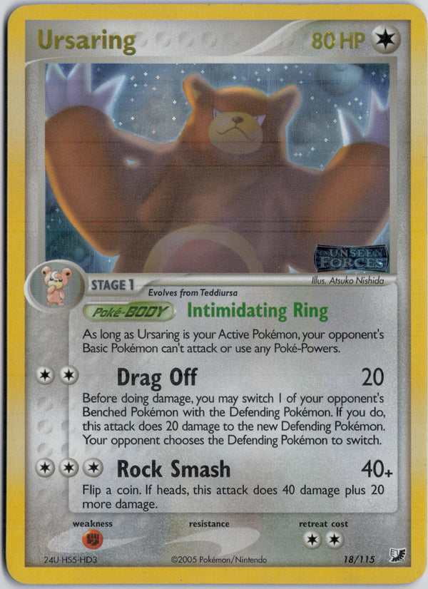 Carta Pokémon Ursaring · Unseen Forces #18/115 (NM) — pieza única en Moon's Collectibles México