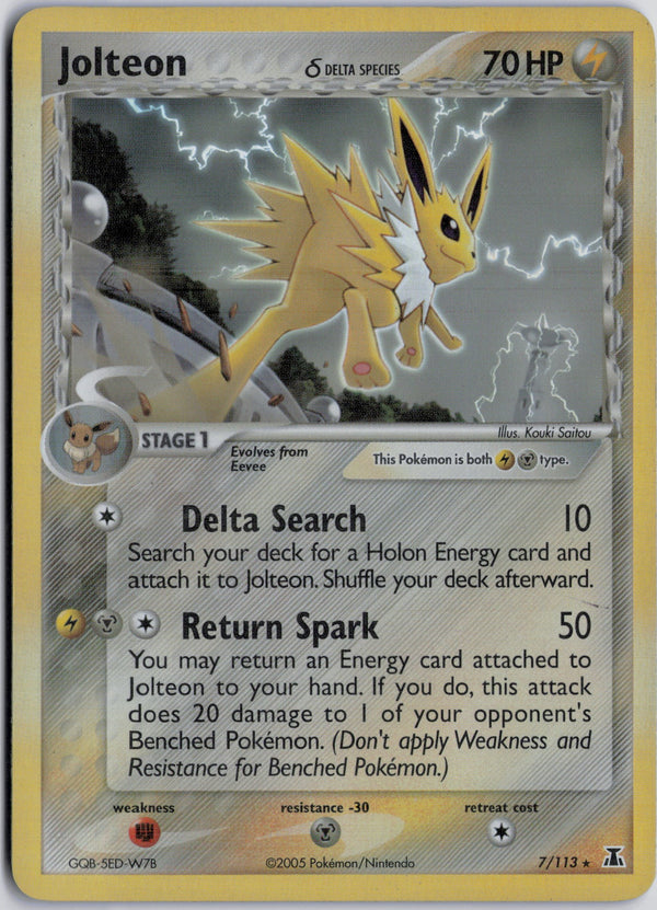 Carta Pokémon Jolteon δ · Delta Species #7/113 (MP) — pieza única en Moon's Collectibles México