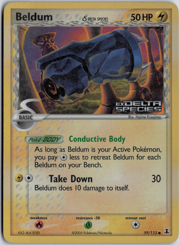 Carta Pokémon Beldum δ · Delta Species #59/113 (LP) — pieza única en Moon's Collectibles México