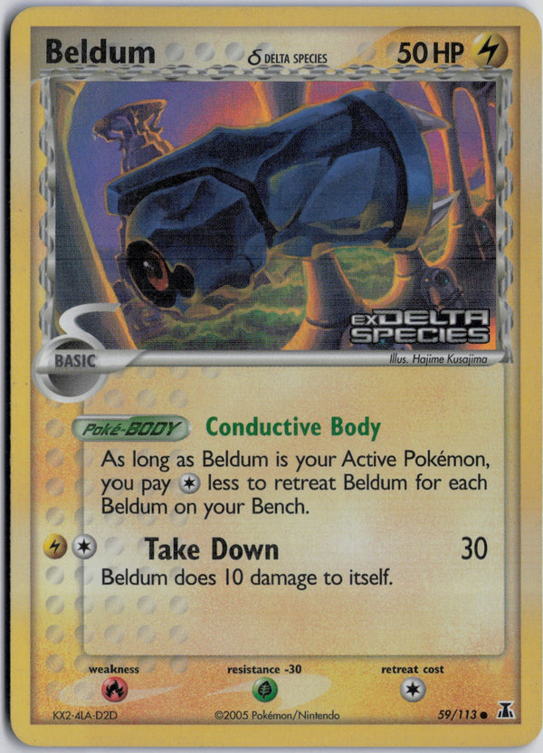 Carta Pokémon Beldum δ · Delta Species #59/113 (LP) — pieza única en Moon's Collectibles México