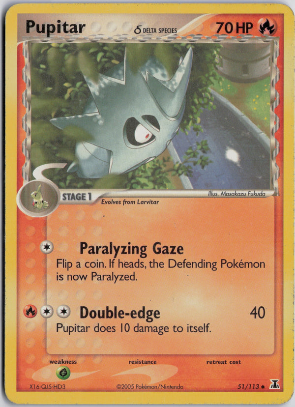 Carta Pokémon Pupitar δ · Delta Species #51/113 (MP) — pieza única en Moon's Collectibles México