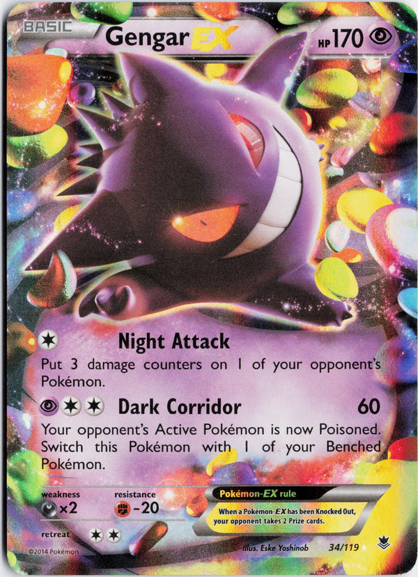 Carta Pokémon Gengar-EX · Phantom Forces #34/119 (HP) — pieza única en Moon's Collectibles México