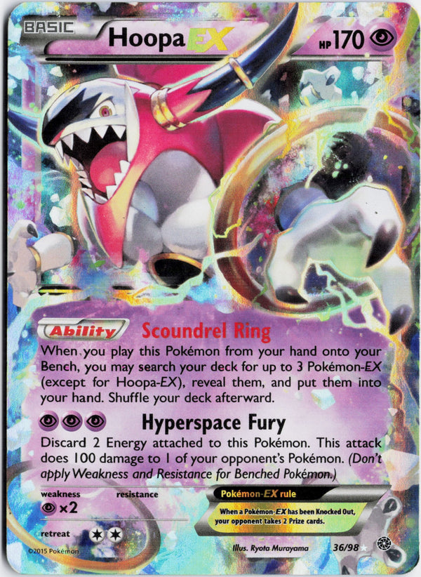Carta Pokémon Hoopa-EX · Ancient Origins #36/98 (DMG) — pieza única en Moon's Collectibles México