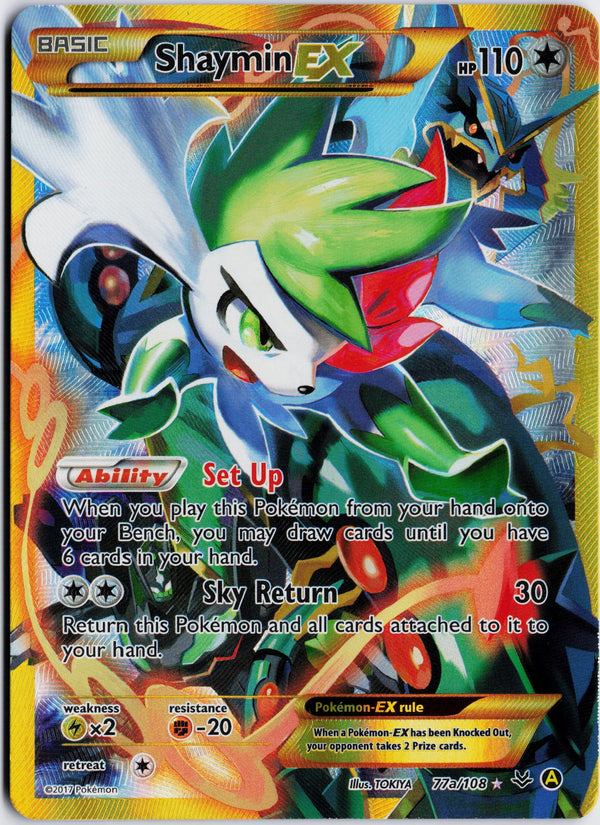Carta Pokémon Shaymin-EX · Roaring Skies #77a/108 (LP) — pieza única en Moon's Collectibles México