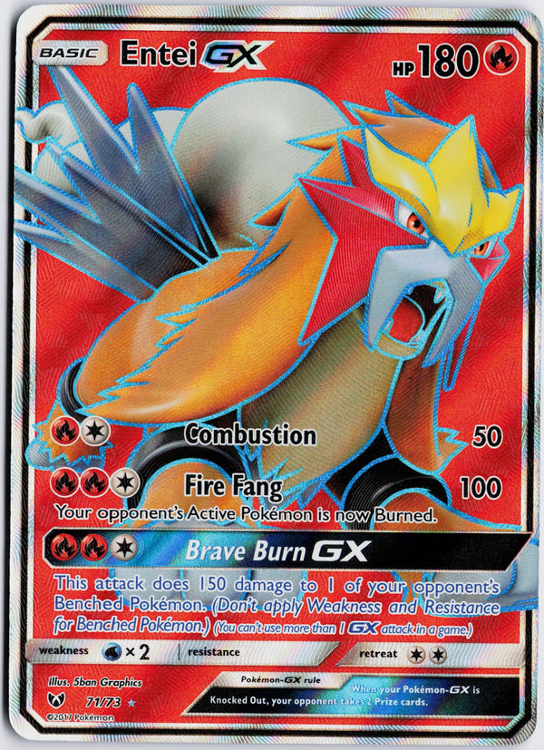Carta Pokémon Entei-GX · Shining Legends #71/73 (NM) — pieza única en Moon's Collectibles México