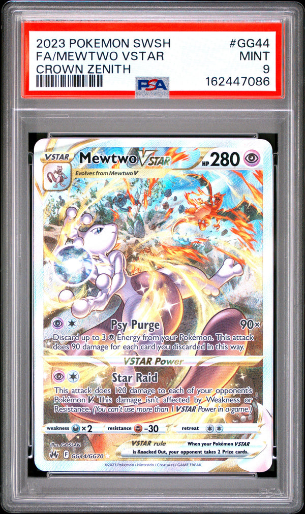 Carta Pokémon Mewtwo VSTAR · Crown Zenith Galarian Gallery #GG44/GG70 (PSA 9) — pieza única en Moon's Collectibles México