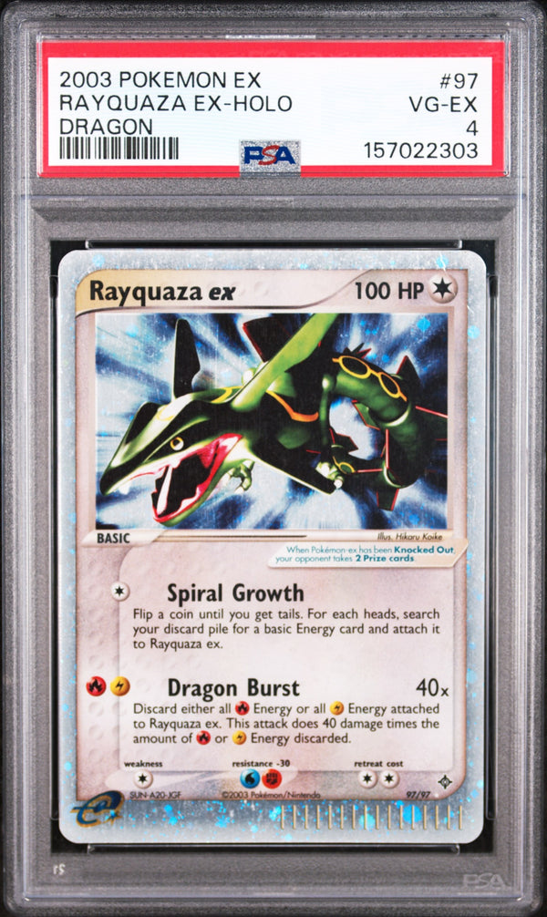 Carta Pokémon Rayquaza ex · Dragon #97/97 (PSA 4) — pieza única en Moon's Collectibles México
