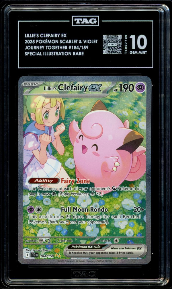 Carta Pokémon Lillie's Clefairy ex · Journey Together #184/159 (TAG 10) — pieza única en Moon's Collectibles México