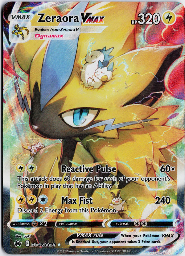 Carta Pokémon Zeraora VMAX · Crown Zenith Galarian Gallery #GG42/GG70 (NM) — pieza única en Moon's Collectibles México
