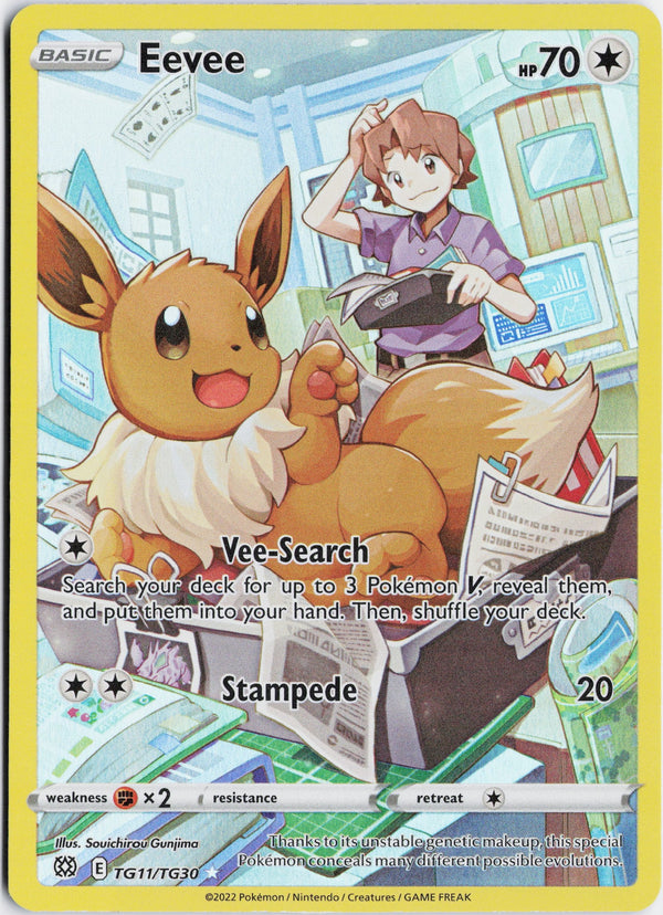 Carta Pokémon Eevee · Brilliant Stars Trainer Gallery #TG11/TG30 (NM) — pieza única en Moon's Collectibles México