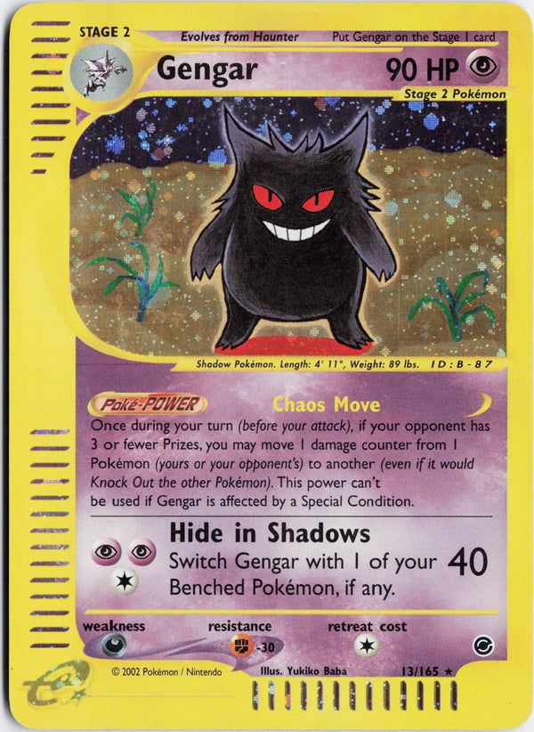 Carta Pokémon Gengar · Expedition Base Set #13/165 (NM) — pieza única en Moon's Collectibles México