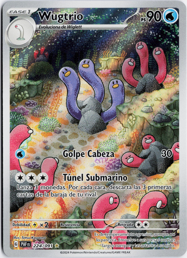 Carta Pokémon Wugtrio · Paldean Fates #224/091 (NM) — pieza única en Moon's Collectibles México