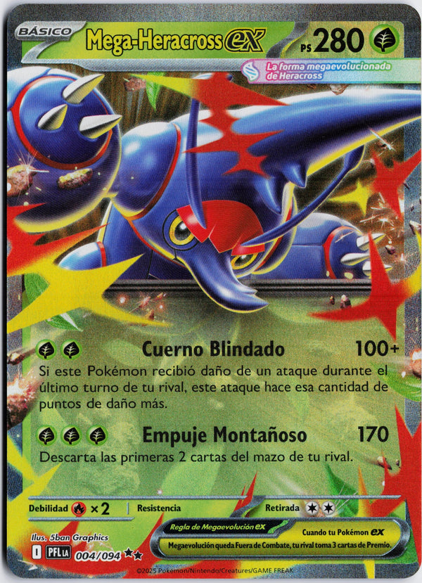 Carta Pokémon Mega Heracross ex · Phantasmal Flames #004/094 (NM) — pieza única en Moon's Collectibles México