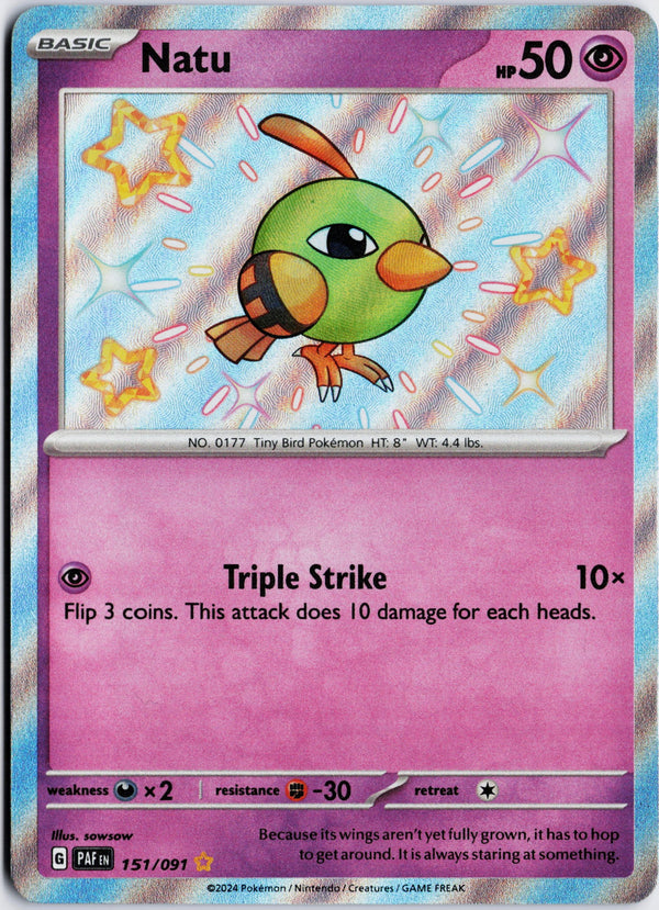 Carta Pokémon Natu · Paldean Fates #151/091 (NM) — pieza única en Moon's Collectibles México