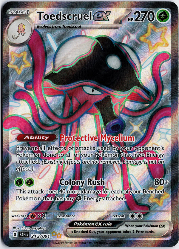 Carta Pokémon Toedscruel ex · Paldean Fates #213/091 (NM) — pieza única en Moon's Collectibles México