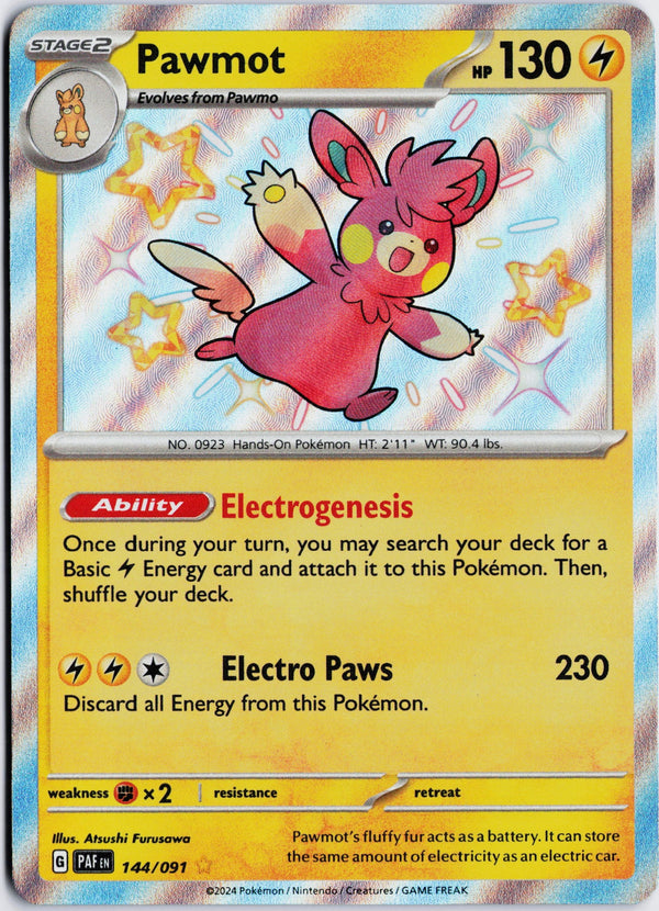 Carta Pokémon Pawmot · Paldean Fates #144/091 (NM) — pieza única en Moon's Collectibles México