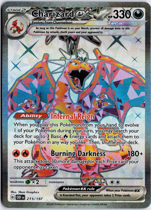 Carta Pokémon Charizard ex · Obsidian Flames #215/197 (NM) — pieza única en Moon's Collectibles México