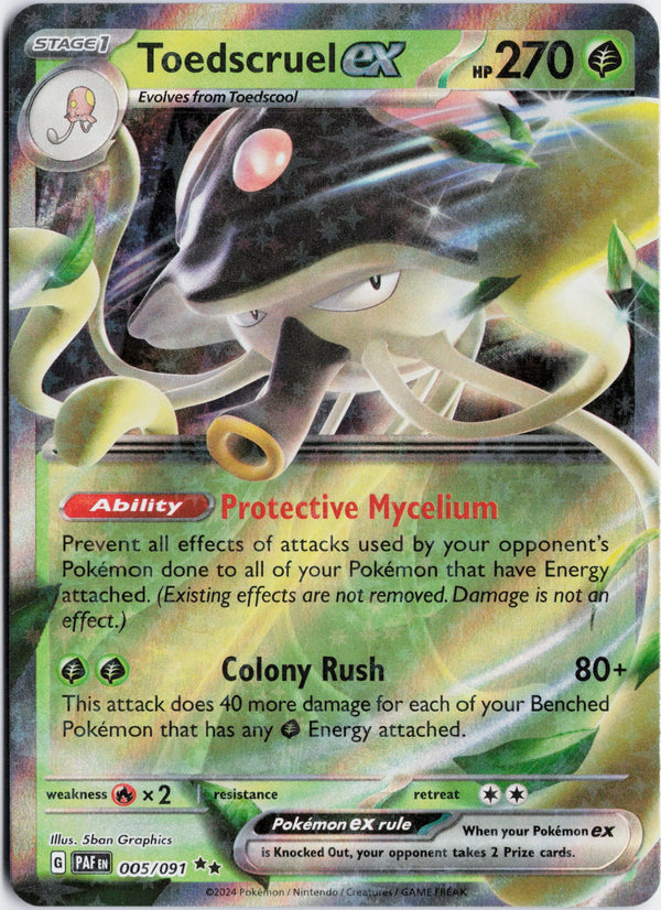 Carta Pokémon Toedscruel ex · Paldean Fates #005/091 (NM) — pieza única en Moon's Collectibles México