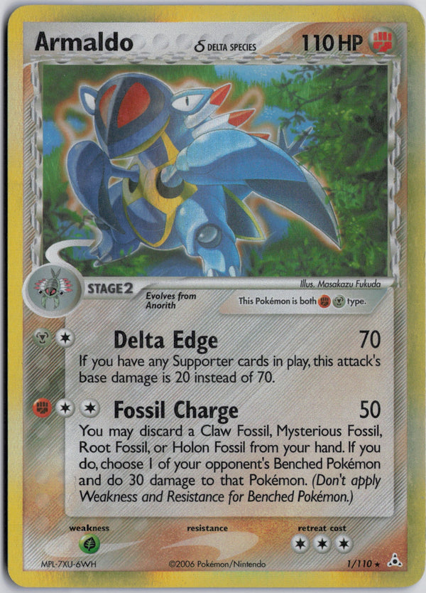 Carta Pokémon Armaldo δ · Holon Phantoms #1/110 (LP) — pieza única en Moon's Collectibles México