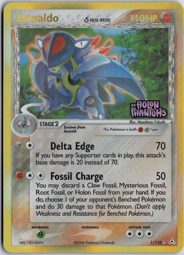 Carta Pokémon Armaldo δ · Holon Phantoms #1/110 (LP) — pieza única en Moon's Collectibles México