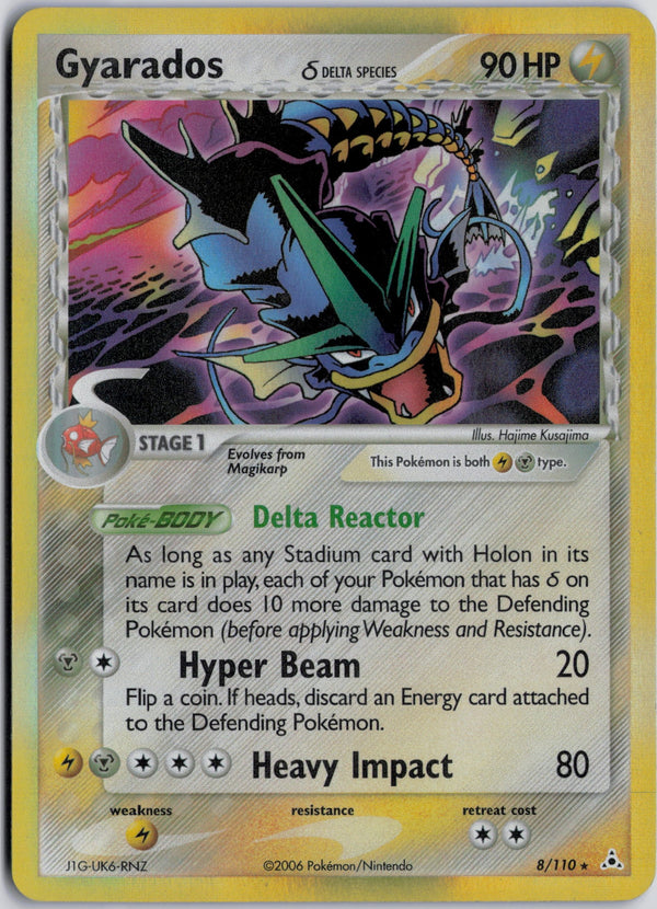 Carta Pokémon Gyarados δ · Holon Phantoms #8/110 (NM) — pieza única en Moon's Collectibles México