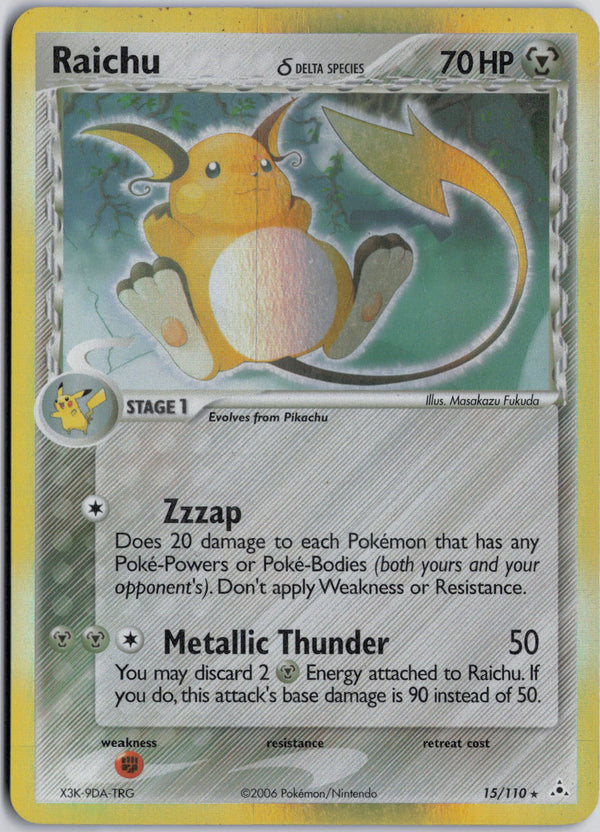 Carta Pokémon Raichu δ · Holon Phantoms #15/110 (MP) — pieza única en Moon's Collectibles México