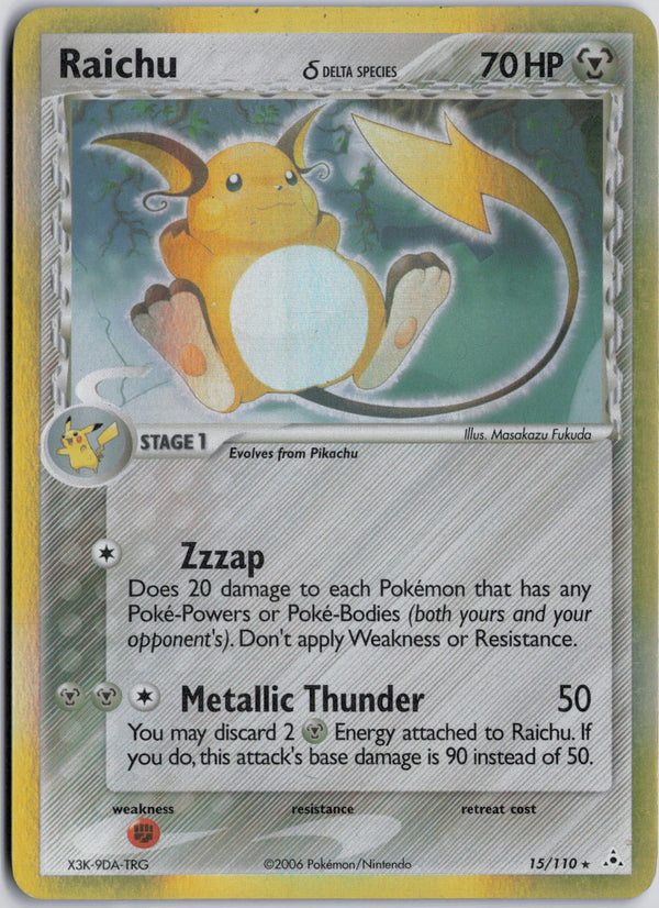 Carta Pokémon Raichu δ · Holon Phantoms #15/110 (LP) — pieza única en Moon's Collectibles México