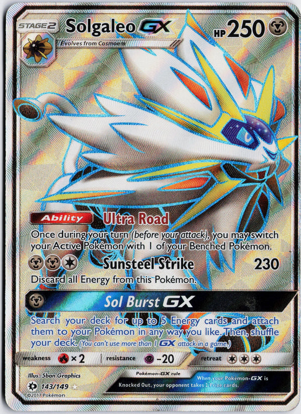 Carta Pokémon Solgaleo-GX · Sun & Moon #143/149 (MP) — pieza única en Moon's Collectibles México