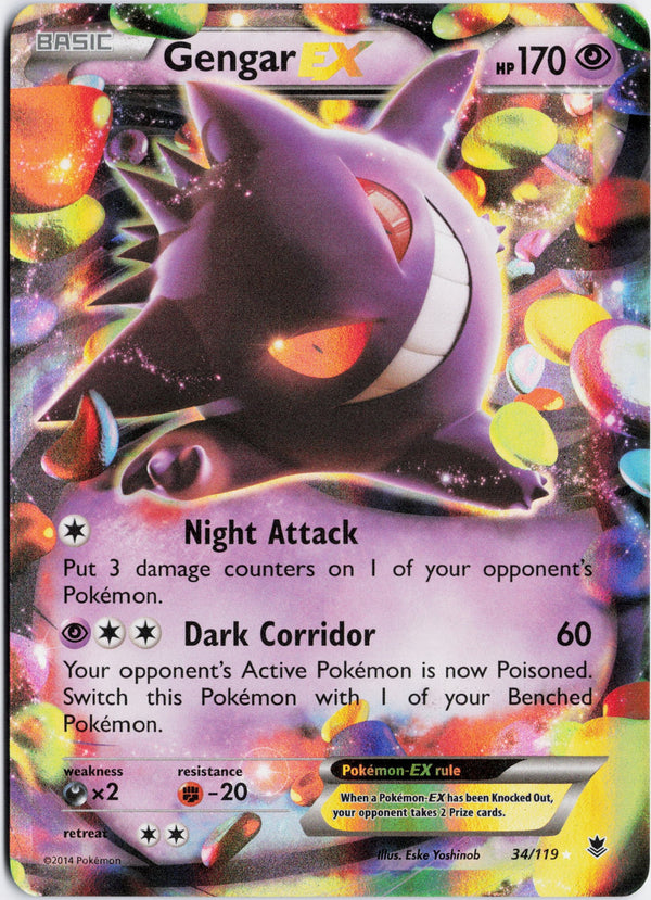 Carta Pokémon Gengar-EX · Phantom Forces #34/119 (NM) — pieza única en Moon's Collectibles México