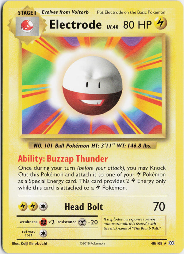 Carta Pokémon Electrode · Evolutions #40/108 (NM) — pieza única en Moon's Collectibles México