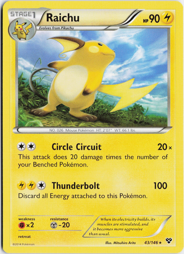 Carta Pokémon Raichu · XY #43/146 (NM) — pieza única en Moon's Collectibles México