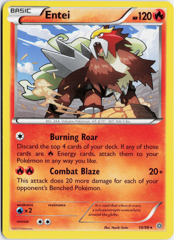 Carta Pokémon Entei · Ancient Origins #14/98 (NM) — pieza única en Moon's Collectibles México