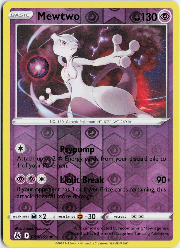 Carta Pokémon Mewtwo · Crown Zenith #059/159 (NM) — pieza única en Moon's Collectibles México