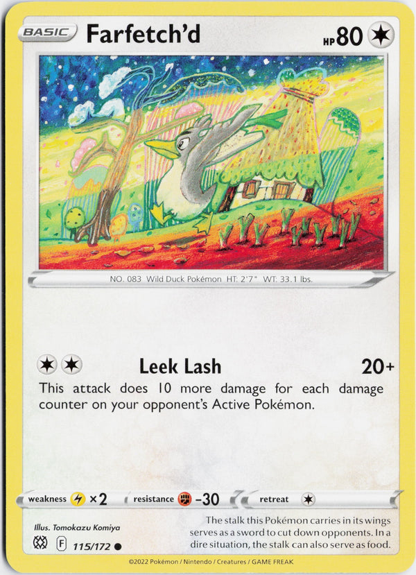 Carta Pokémon Farfetch'd · Brilliant Stars #115/172 (NM) — pieza única en Moon's Collectibles México