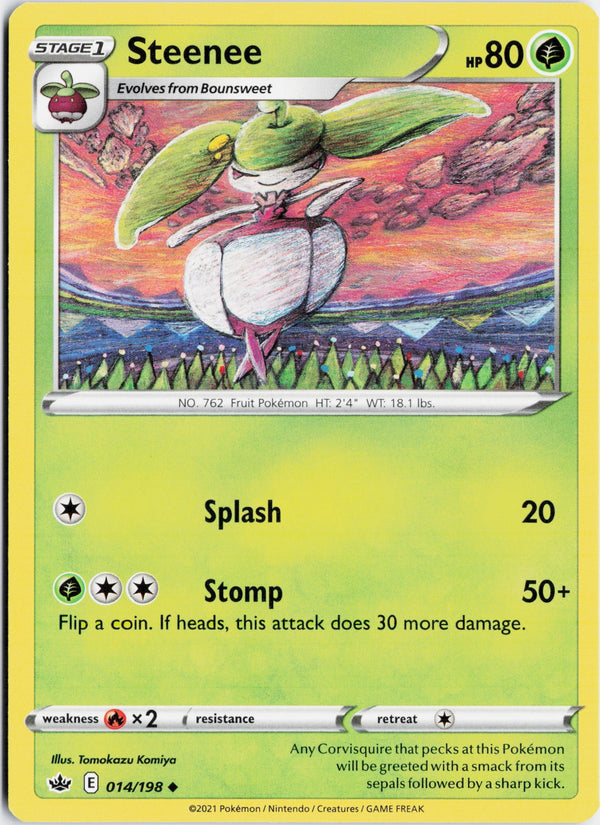 Carta Pokémon Steenee · Chilling Reign #014/198 (NM) — pieza única en Moon's Collectibles México