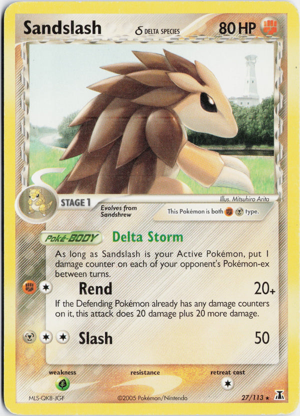Carta Pokémon Sandslash δ · Delta Species #27/113 (MP) — pieza única en Moon's Collectibles México