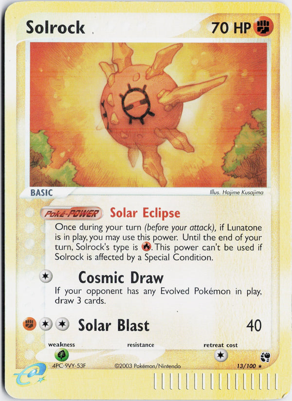 Carta Pokémon Solrock · Sandstorm #13/100 (LP) — pieza única en Moon's Collectibles México