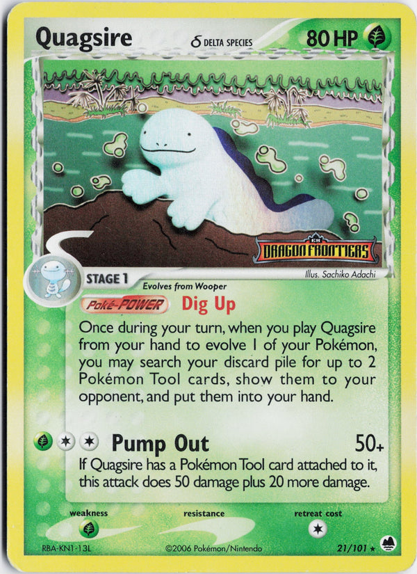 Carta Pokémon Quagsire δ · Dragon Frontiers #21/101 (HP) — pieza única en Moon's Collectibles México