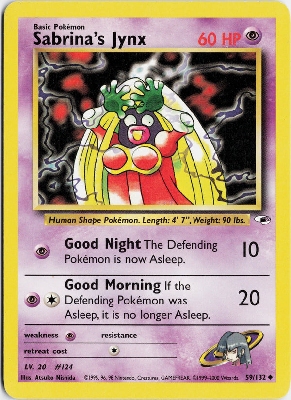 Carta Pokémon Sabrina's Jynx · Gym Heroes #59/132 (NM) — pieza única en Moon's Collectibles México