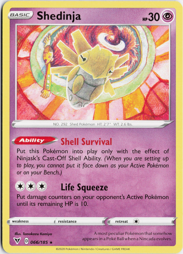 Carta Pokémon Shedinja · Vivid Voltage #066/185 (NM) — pieza única en Moon's Collectibles México