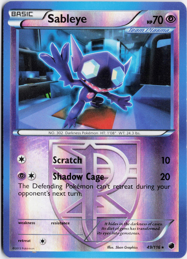 Carta Pokémon Sableye · Plasma Freeze #49/116 (NM) — pieza única en Moon's Collectibles México
