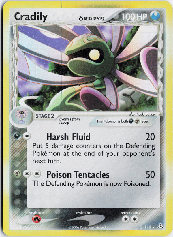 Carta Pokémon Cradily δ · Holon Phantoms #2/110 (NM) — pieza única en Moon's Collectibles México