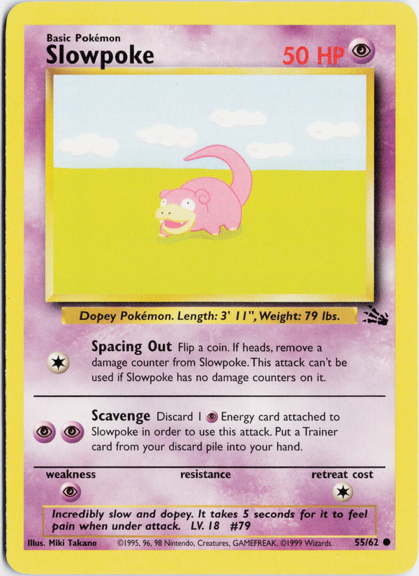 Carta Pokémon Slowpoke · Fossil #55/62 (LP) — pieza única en Moon's Collectibles México