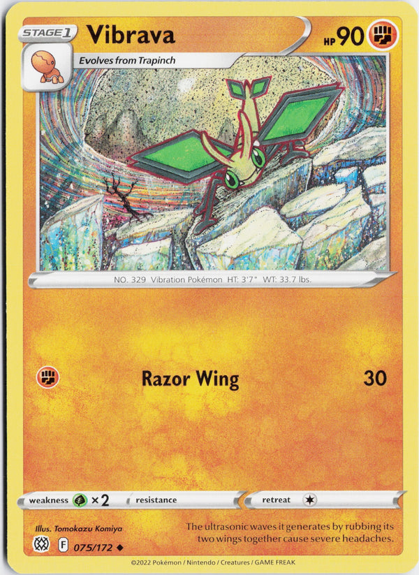 Carta Pokémon Vibrava · Brilliant Stars #075/172 (NM) — pieza única en Moon's Collectibles México