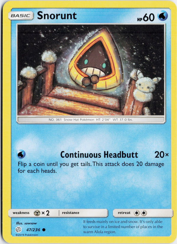 Carta Pokémon Snorunt · Cosmic Eclipse #47/236 (NM) — pieza única en Moon's Collectibles México
